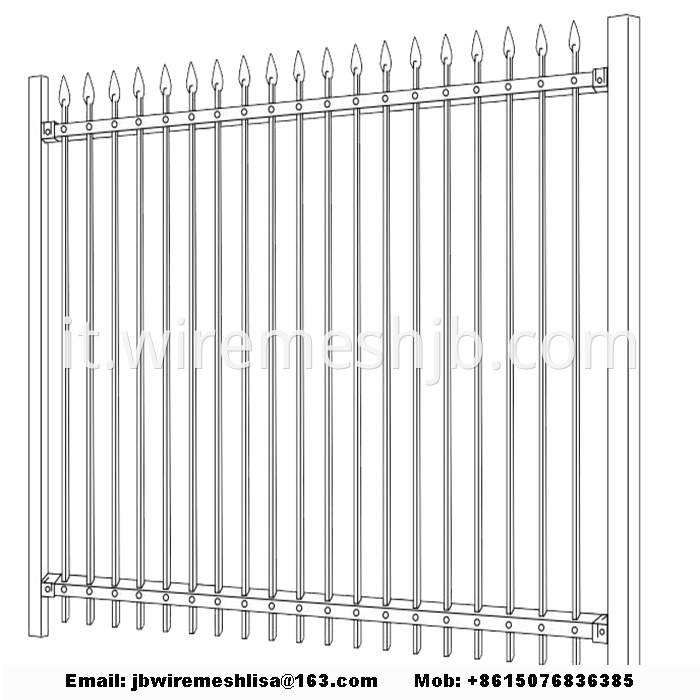 Black Zinc Steel Wrought Iron Fence